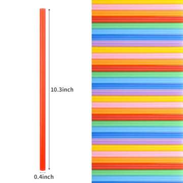 Tomnk 120 Pack Smoothie Straws, 10.3 Inches Straws Disposable, Milkshake Plastic Straws in Assorted ...