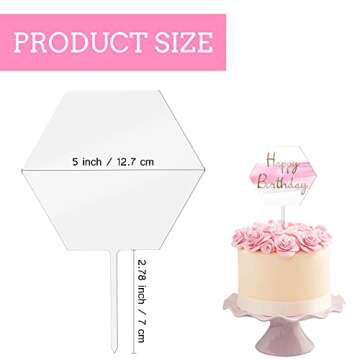 Yalikop 2 Pieces Acrylic Cake Topper Blank Clear DIY Birthday Personalized DIY Cake Topper for Custo...