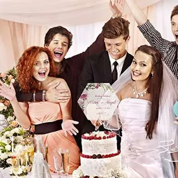 Yalikop 2 Pieces Acrylic Cake Topper Blank Clear DIY Birthday Personalized DIY Cake Topper for Custom Wedding Birthday Festival Party(Hexagon Style)