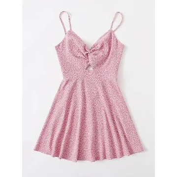 Floerns Women's Floral Twist Front Mini Dress for Summer