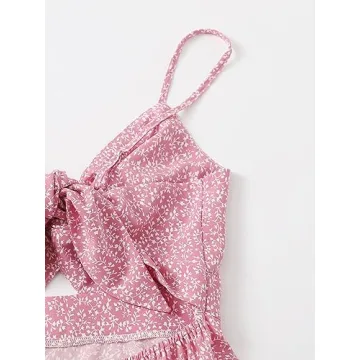 Floerns Women's Floral Twist Front Mini Dress for Summer