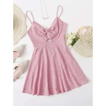 Floerns Women's Floral Twist Front Mini Dress for Summer