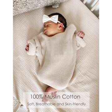 MairMore Muslin Crib Sheets for Baby Girls and Boys, Neutral Fitted Baby Bed Sheets for Standard Cri...