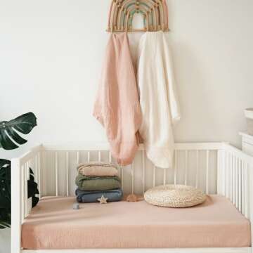 MairMore Muslin Crib Sheets - Soft Breathable Baby Bedding