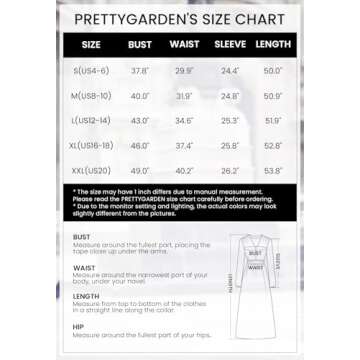 PRETTYGARDEN Women's Spring Floral Midi Dress Casual Fall V Neck Long Sleeve Flowy Beach Wedding Guest Vacation Dresses