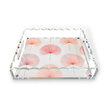 Elegant Customizable Acrylic Scalloped Tray with Handles and Magnetic Mat, 10x12 - Perfect for Any O...