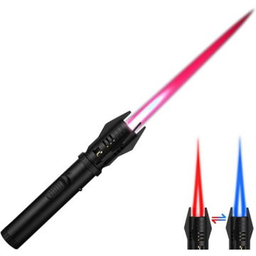 Torch Lighter: Adjustable Red/Blue Flame, Safety Lock, Refillable