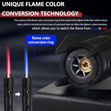 Adjustable Torch Lighter with Safety Lock and Refill