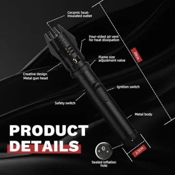 Adjustable Torch Lighter with Safety Lock and Refill