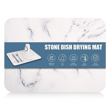 Stone Dish Drying Mat for Kitchen Counter, Fast Dry Diatomaceous Earth