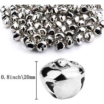 Augshy 50 Pieces Jingle Bells 4/5Inch Craft Bell Bulk for Christmas Home and Pet Decorations (Silver...