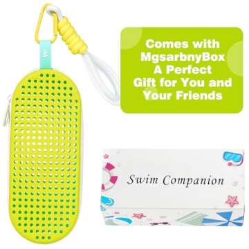 MSNATURALLY Swim Goggle Case For Swimming Goggles, Silicone Protective Cases with Drain Hole for Kids Mens Womens Goggles, Pool Must Haves 2024, Green and Blue