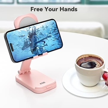 KDD Pink Phone Stand with Makeup Mirror - 2-in-1 Adjustable
