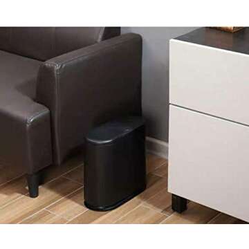 IEEK Plastic Trash Can with Press Top Lid,3.2 Gallon /12 Liter Garbage Can,Black Modern Waste Basket Thin Trash Cans for Bathroom,Kitchen,Living Room,Office and Narrow Spaces