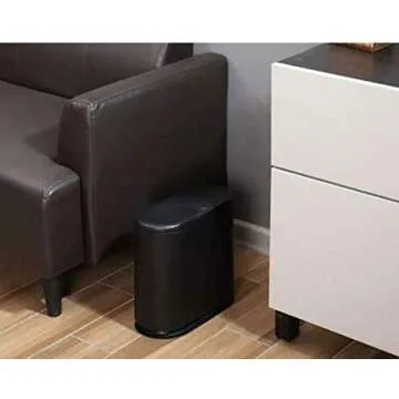 IEEK Plastic Trash Can with Press Top Lid,3.2 Gallon /12 Liter Garbage Can,Black Modern Waste Basket Thin Trash Cans for Bathroom,Kitchen,Living Room,Office and Narrow Spaces