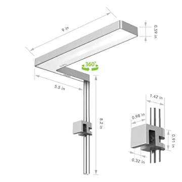 ONF Flat Nano Full Spectrum LED Aquarium Light, Dimmable 7000K / 1300lm, for <10 Gallons Rimless Fish Tanks, Freshwater Aquatic Plant Growth, Terrarium Spotlight, Potted Plant IP54 Waterproof (Silver)