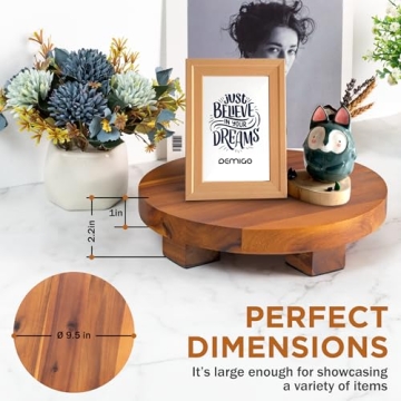 Demigo 9.5-inch Round Wood Riser, Natural Acacia Display Stand