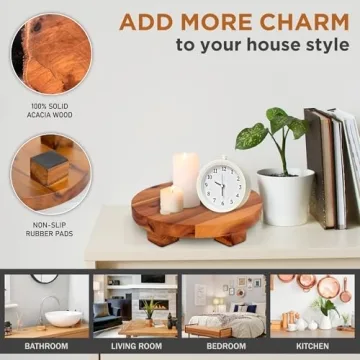 Demigo 9.5-inch Round Wood Riser, Natural Acacia Display Stand