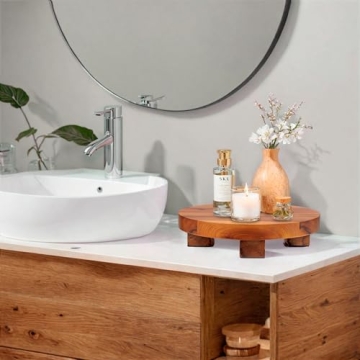 Demigo 9.5-inch Round Wood Riser, Natural Acacia Display Stand