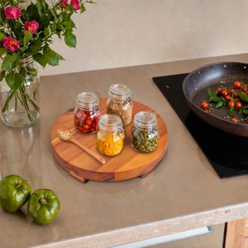 Demigo 9.5-inch Round Wood Riser, Natural Acacia Display Stand