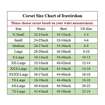 Frawirshau Women’s Overbust Corset XS Lace Up