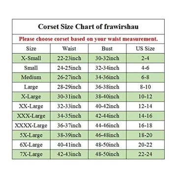 Frawirshau Women’s Overbust Corset XS Lace Up