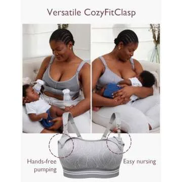 Momcozy Seamless 4-in-1 Pumping Bra Hands Free, CozyFitClasp Pumping & Nursing Bras, Supportive Breast Pump Bra