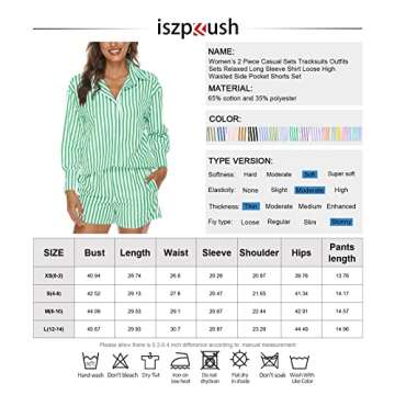 ISZPLUSH Women’s 2 Piece Casual Sets Outfits Sets Relaxed Long Sleeve Shirt Loose High Waisted Sid...