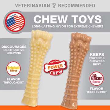 Nylabone Textured Knuckle Bone Power Chew Toy for Dogs, Durable & Tough Dog Toys for Aggressive Chew...