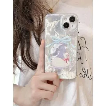 XBS-Better Case for iPhone 14 6.1"", Colorful Fashion Premium Elegant Protective Cute Lovely Electroplated Silver Bow Case for iPhone 14 6.1"", Pattern