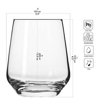 Krosno Water Drinking Glasses, Set of 6, 13.5 oz, Splendour Collection, Elegant Tumbler Collection, ...