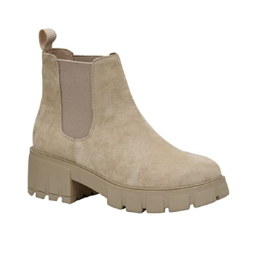 CUSHIONAIRE Women's Sasha Slip On Chelsea Boot - Comfort & Style in Taupe Suede