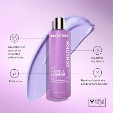 Pravana The Perfect Blonde Purple Toning Conditioner | Neutralizes Brassy, Yellow Tones | For Color-...