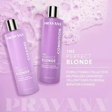 Pravana The Perfect Blonde Purple Toning Conditioner | Neutralizes Brassy, Yellow Tones | For Color-Treated Hair | Adds Strength, Shine, Elasticity | 11 Fl Oz