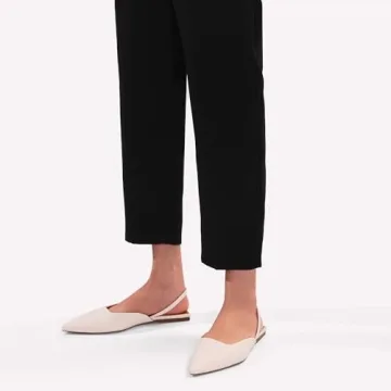 Riekhany Slingback Flats for Women Slip On Pointed Toe Casual Mule Shoes White