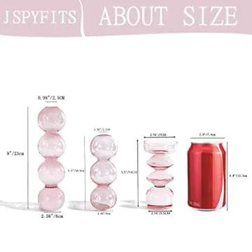 JSPYFITS Four-Ball Hydroponic Flower Vase, Four Balls 9”Tall Transparent Plant Glass Pots, Suitable Weddings/Party/Events/Decorating Home Office or Dinning/Living Room(Pink)
