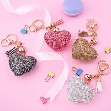 Charming Soleebee Glitter Heart Keychain for Women