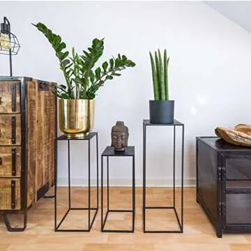 kimisty Set 3 Plant Stand, Wedding Centerpiece, Pedestal Table, High Nesting Rack, Display Flower Holder, Tiered Planter, Wedding Decor, Curio Stand, Rust-Free (Set of 3 Black)