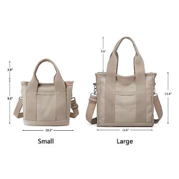Stylish Canvas Small Tote Bag with Zipper for Women - 2024