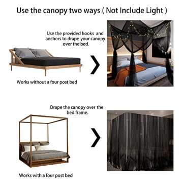 Elegant Biswing Black Canopy Bed Curtains for All Sizes