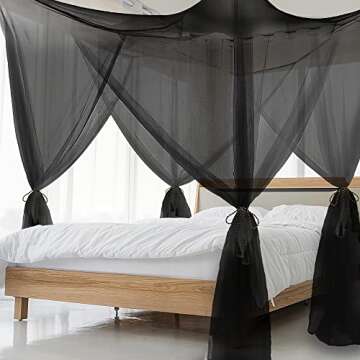 Elegant Biswing Black Canopy Bed Curtains for All Sizes