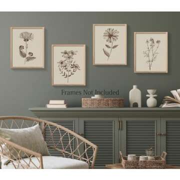 LNLAGBO Boho Wall Art 4 Set Botanical Prints for Home