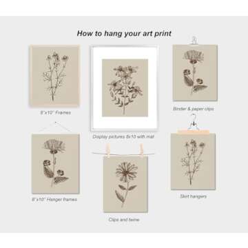 LNLAGBO Boho Wall Art 4 Set Botanical Prints for Home