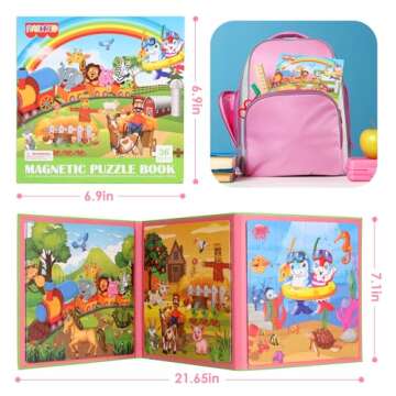 Magnetic Puzzles for Kids Ages 4-6, 20-Piece Travel Toys Animal Toddler Puzzles Ages 2-4, Educational Learning Magnets, Ideal Road Trip Activities Toys for 2 3 4 5 6 Boys and Girls