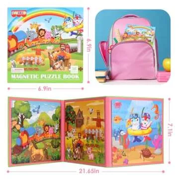 Magnetic Puzzles for Kids Ages 4-6, 20-Piece Travel Toys Animal Toddler Puzzles Ages 2-4, Educational Learning Magnets, Ideal Road Trip Activities Toys for 2 3 4 5 6 Boys and Girls