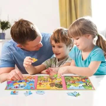 Magnetic Puzzles for Kids Ages 4-6, 20-Piece Travel Toys Animal Toddler Puzzles Ages 2-4, Educational Learning Magnets, Ideal Road Trip Activities Toys for 2 3 4 5 6 Boys and Girls
