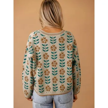 Saodimallsu Floral Print V Neck Cardigan for Women