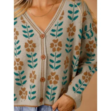 Saodimallsu Floral Print V Neck Cardigan for Women