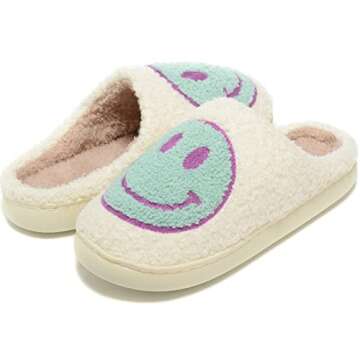 Women Men Retro Fuzzy Face Slippers - Cute Soft Warm Non-Slip Cozy Slides