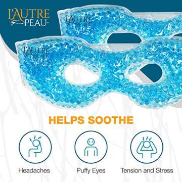 USA Merchant - 2 Redesigned Therapeutic Spa Gel Bead Eye Masks - Hot/Cold Reusable Ice Packs with Fl...